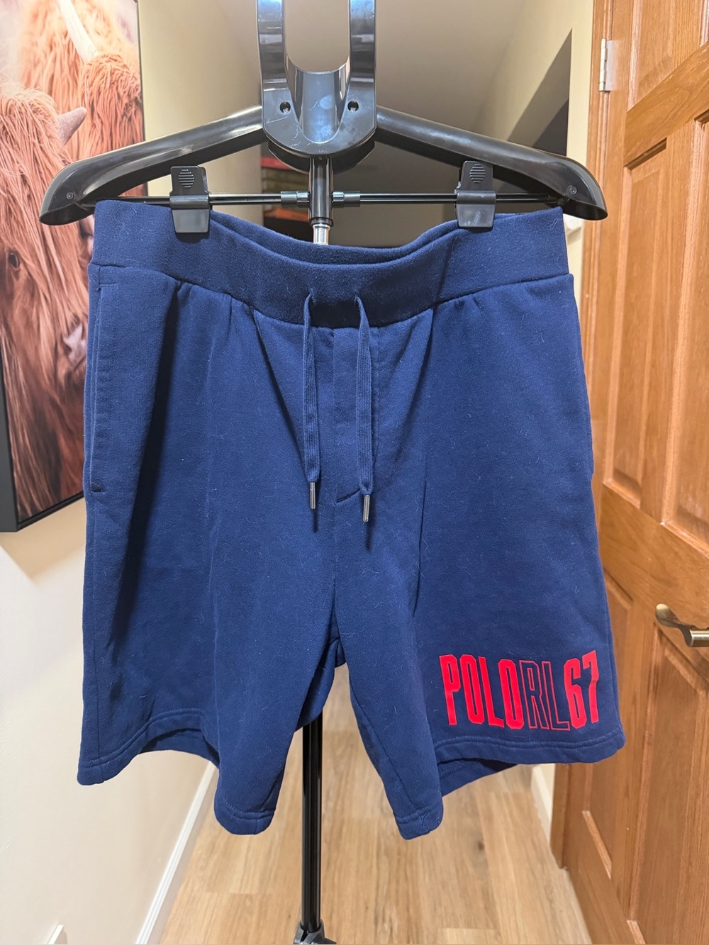Polo Ralph Lauren Men’s L Navy RL 67 Graphic Fleece Sweat Shorts